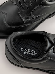 Black Smart Leather Elastic Lace School Shoes - Image 5 of 5