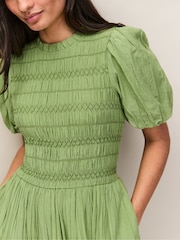 Ro&Zo Green Cotton Shirred Bodice Dress - Image 3 of 5