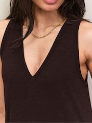 Ro&Zo Brown Slub Jersey V-Neck Midi Dress - Image 5 of 7