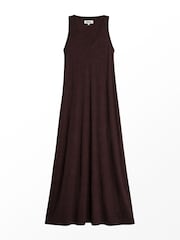 Ro&Zo Brown Slub Jersey V-Neck Midi Dress - Image 7 of 7