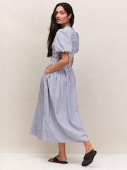 Ro&Zo Blue Petite Cotton Shirred Bodice Dress - Image 5 of 6