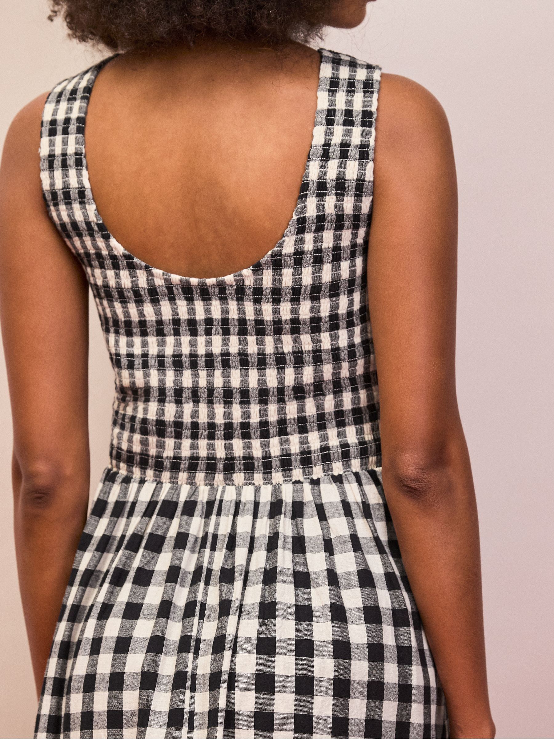 Buy Ro&Zo Black Petite Gingham Cotton Blend Shirred Racer Maxi