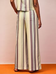 Ro&Zo Stripe Wide Leg Trousers With Linen - Image 4 of 4