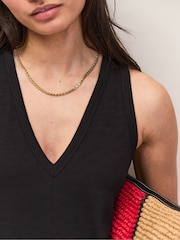 Ro&Zo Black Slub Jersey V-Neck Midi Dress - Image 3 of 4