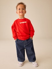 Red Bonjour Slogan Printed Crew Neck Sweat Top (3mths-7yrs) - Image 2 of 4