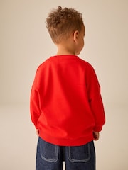 Red Bonjour Slogan Printed Crew Neck Sweat Top (3mths-7yrs) - Image 3 of 4