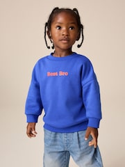 Colbalt Blue Best Brother Printed Crew Neck Sweat Top (3mths-7yrs) - Image 1 of 8