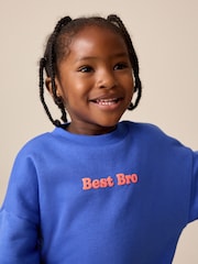 Colbalt Blue Best Brother Printed Crew Neck Sweat Top (3mths-7yrs) - Image 4 of 8
