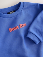 Colbalt Blue Best Brother Printed Crew Neck Sweat Top (3mths-7yrs) - Image 7 of 8