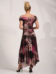 Jolie Moi Asymmetrical Draped Mesh Maxi Dress - Image 2 of 6