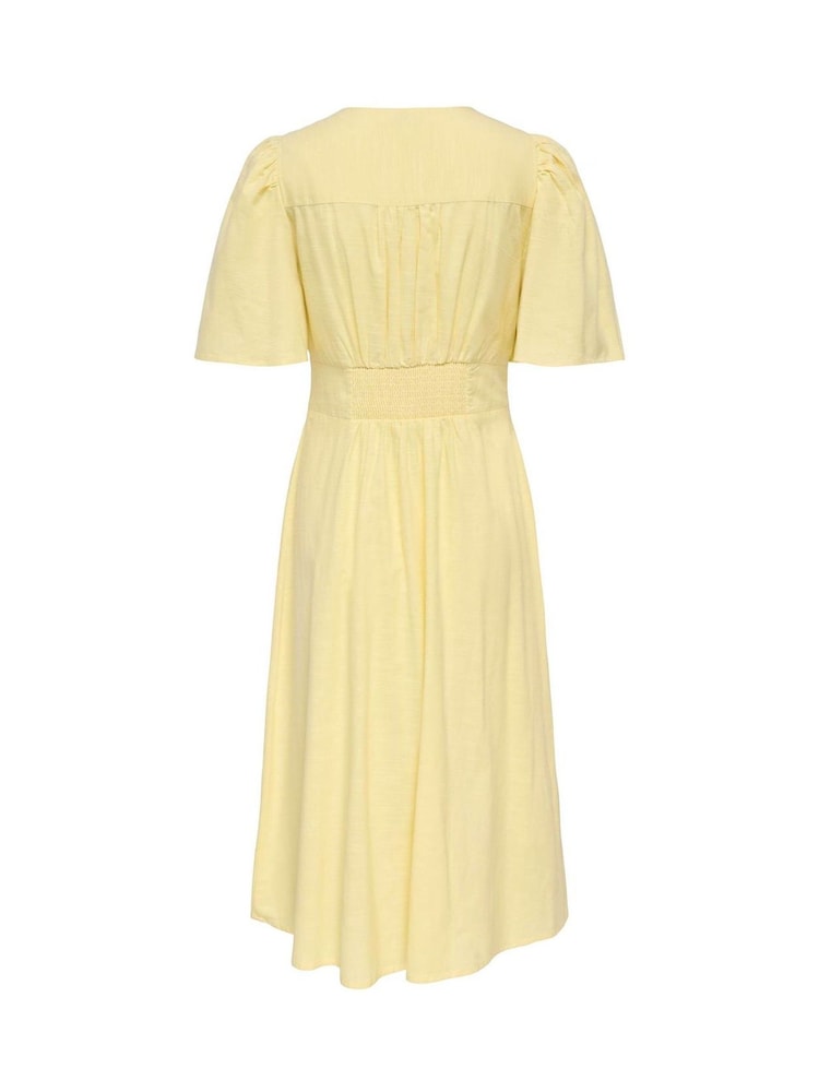 JDY Yellow Butter Button Through Midi Dress - Image 10 of 10