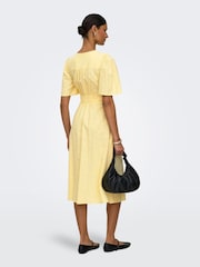 JDY Yellow Butter Button Through Midi Dress - Image 2 of 10