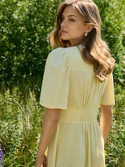 JDY Yellow Butter Button Through Midi Dress - Image 3 of 10