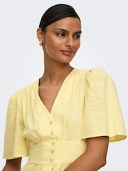 JDY Yellow Butter Button Through Midi Dress - Image 7 of 10