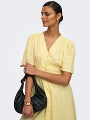 JDY Yellow Butter Button Through Midi Dress - Image 8 of 10