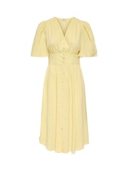 JDY Yellow Butter Button Through Midi Dress - Image 9 of 10