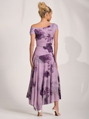 أرجواني فاتح - Jolie Moi Asymmetrical Draped Mesh Maxi Dress - Image 2 of 6