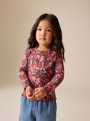 Choco Ditsy Rib Long Sleeve T-Shirt (3mths-7yrs) - Image 1 of 7