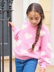 Angel & Rocket Pink Freya Heart Crew Knit Jumper - Image 2 of 9