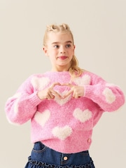 Angel & Rocket Pink Freya Heart Crew Knit Jumper - Image 4 of 9