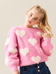 Angel & Rocket Pink Freya Heart Crew Knit Jumper - Image 5 of 9