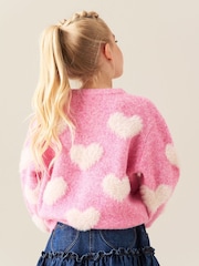 Angel & Rocket Pink Freya Heart Crew Knit Jumper - Image 6 of 9