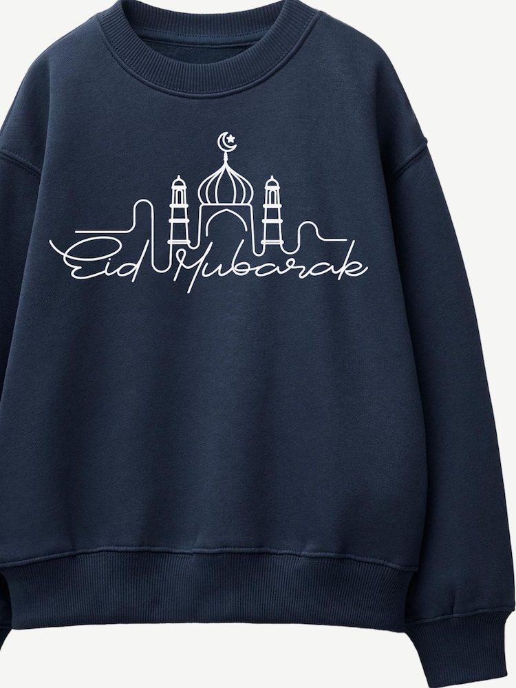 Brands In Blue Eid Mosque Outline Sweat Top - Image 2 of 3