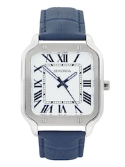 Sekonda Blue Rene 39mm Square Analogue Watch with Strap - Image 1 of 5