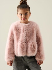 Angel & Rocket Pink Paula Peplum Fur Jacket - Image 1 of 3