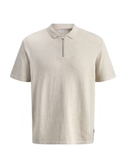 JACK & JONES Grey Regular Fit Knit Zip Polo Shirt - Image 6 of 7