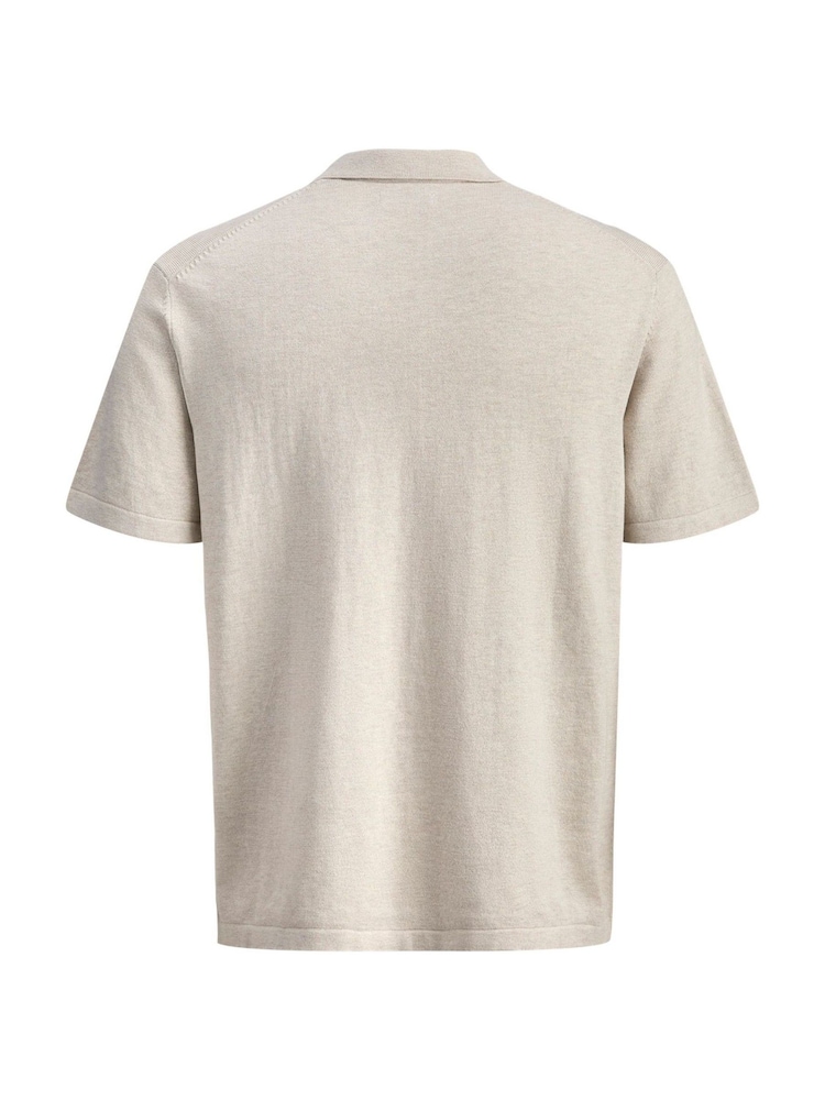 JACK & JONES Grey Regular Fit Knit Zip Polo Shirt - Image 7 of 7 JACK & JONES Grey Regular Fit Knit Zip Polo Shirt - Image 7 of 7
