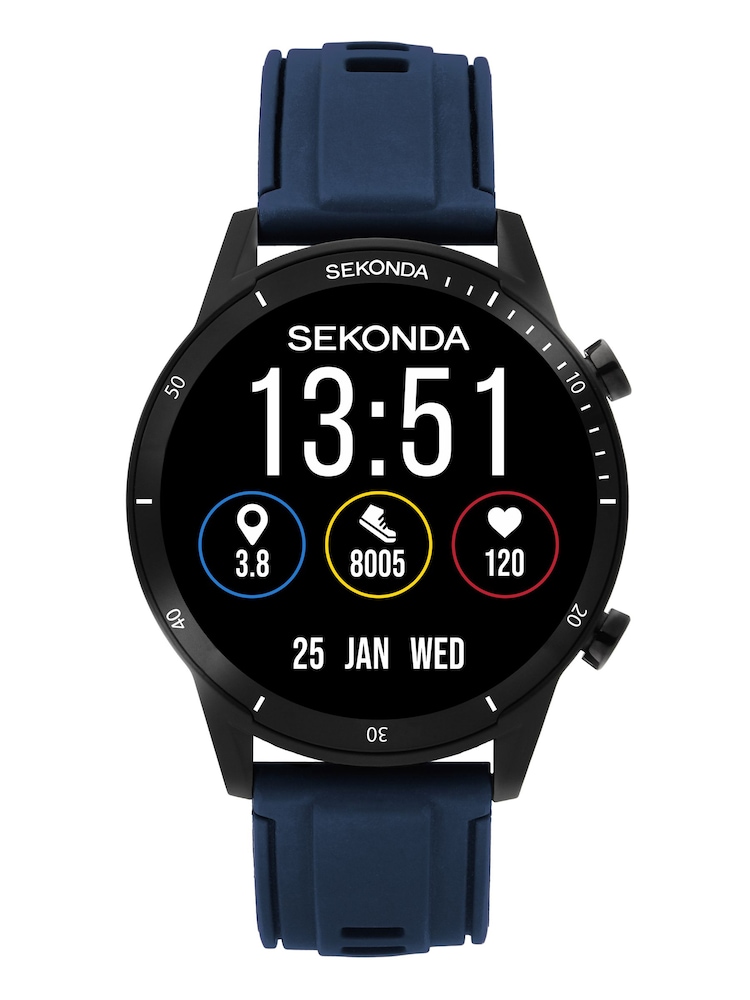 Sekonda Blue Active Go 45mm Round Smartwatch Watch Strap - Image 1 of 5