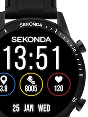 Sekonda Black Active Go 45mm Round Smartwatch Watch Strap - Image 4 of 5