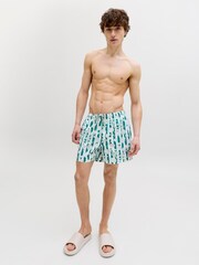 JACK & JONES Green Novelty Pattern Swim Shorts - Image 3 of 5