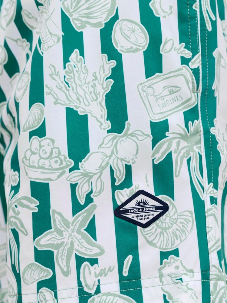 JACK & JONES Green Novelty Pattern Swim Shorts - Image 5 of 5