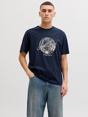 JACK & JONES Blue Regular Fit Logo T-Shirt - Image 1 of 5