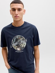 JACK & JONES Blue Regular Fit Logo T-Shirt - Image 2 of 5