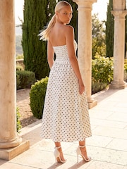 Roman White Petite Polka Dot Stretch Midi Dress - Image 2 of 4
