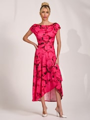 أحمر - Jolie Moi Draped Asymmetric Jersey Midi Dress - Image 1 of 6