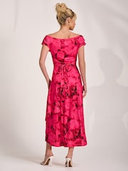 أحمر - Jolie Moi Draped Asymmetric Jersey Midi Dress - Image 2 of 6