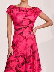 أحمر - Jolie Moi Draped Asymmetric Jersey Midi Dress - Image 3 of 6