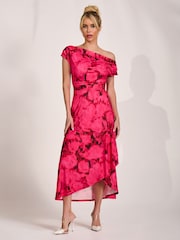 أحمر - Jolie Moi Draped Asymmetric Jersey Midi Dress - Image 5 of 6