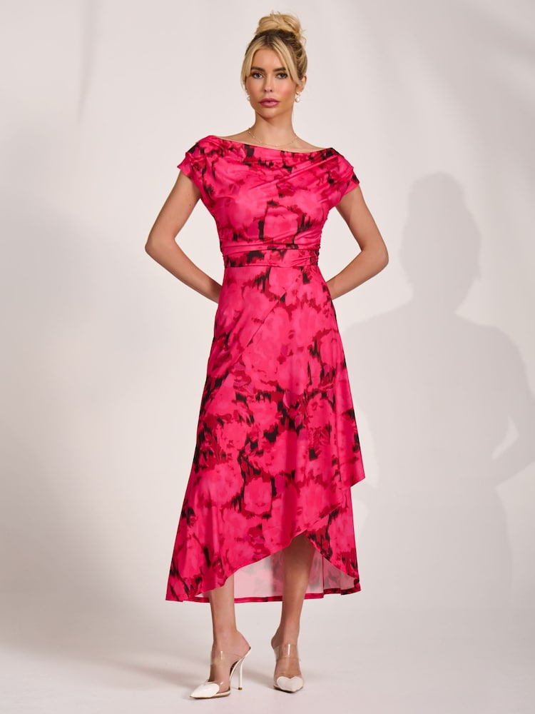 أحمر - Jolie Moi Draped Asymmetric Jersey Midi Dress - Image 6 of 6 أحمر - Jolie Moi Draped Asymmetric Jersey Midi Dress - Image 6 of 6