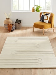 La Redoute Intérieurs Ecru Ary Graphic Textured Wool Rug - Image 1 of 5