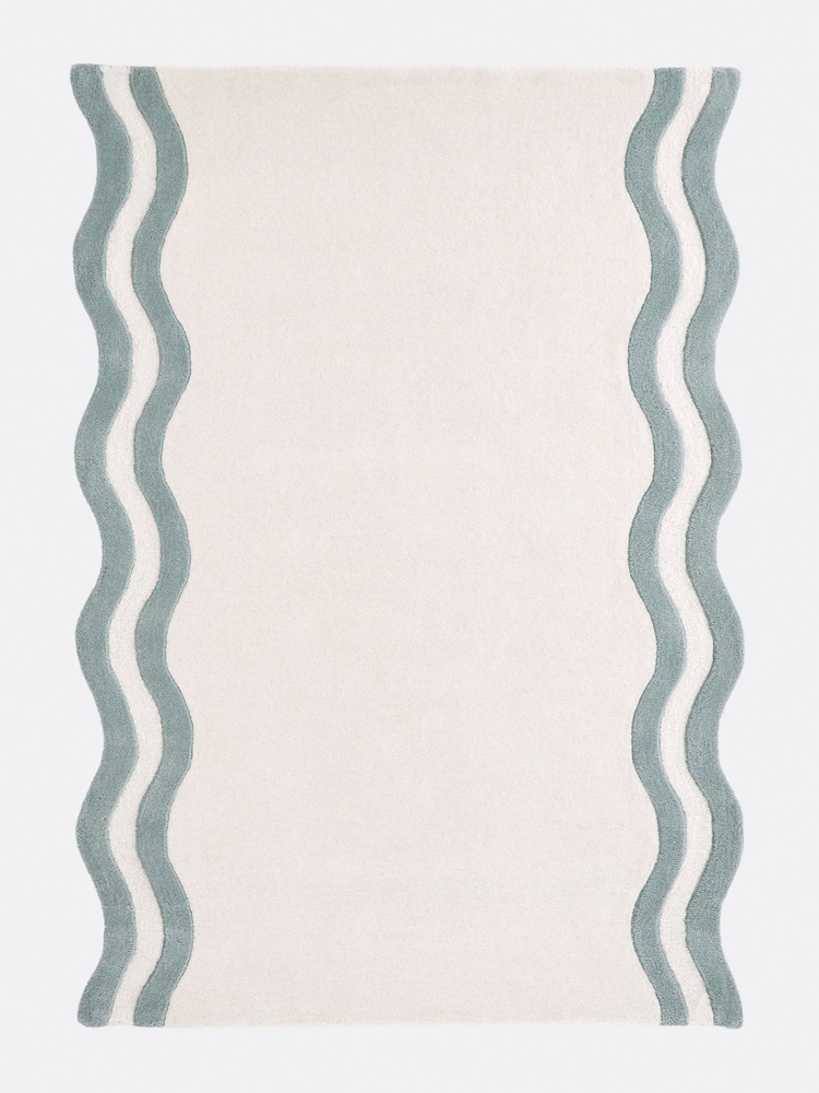 La Redoute Intérieurs Ecru/Celadon Othelo 100% Wool Rug - Image 1 of 4