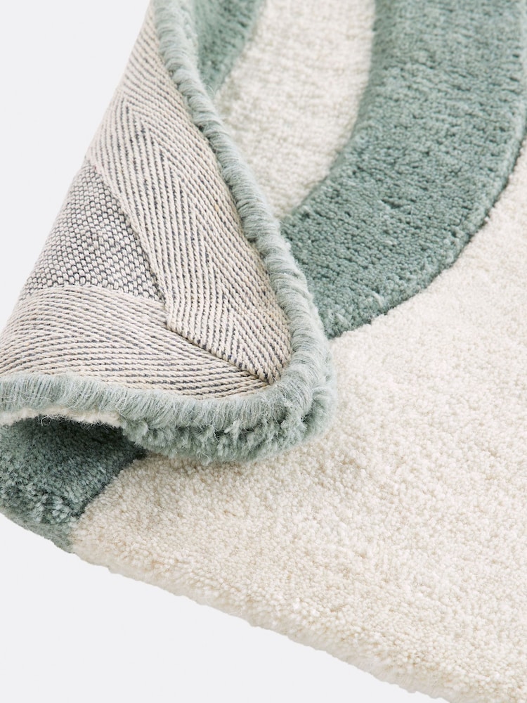 La Redoute Intérieurs Ecru/Celadon Othelo 100% Wool Rug - Image 4 of 4