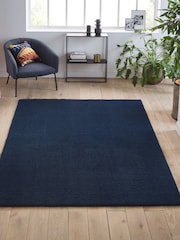 La Redoute Intérieurs Navy Cirillo Soft Microfibre Rug - Image 1 of 4