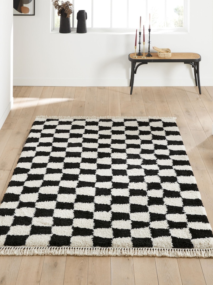 La Redoute Intérieurs Black Danito Checkerboard Rug - Image 1 of 4 La Redoute Intérieurs Black Danito Checkerboard Rug - Image 1 of 4