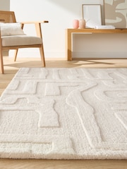 La Redoute Intérieurs Ecru Melko Graphic Print Rug in 100% Wool - Image 1 of 5