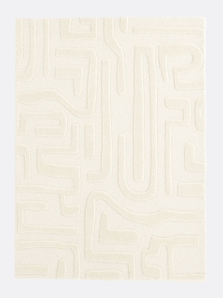 La Redoute Intérieurs Ecru Melko Graphic Print Rug in 100% Wool - Image 2 of 5